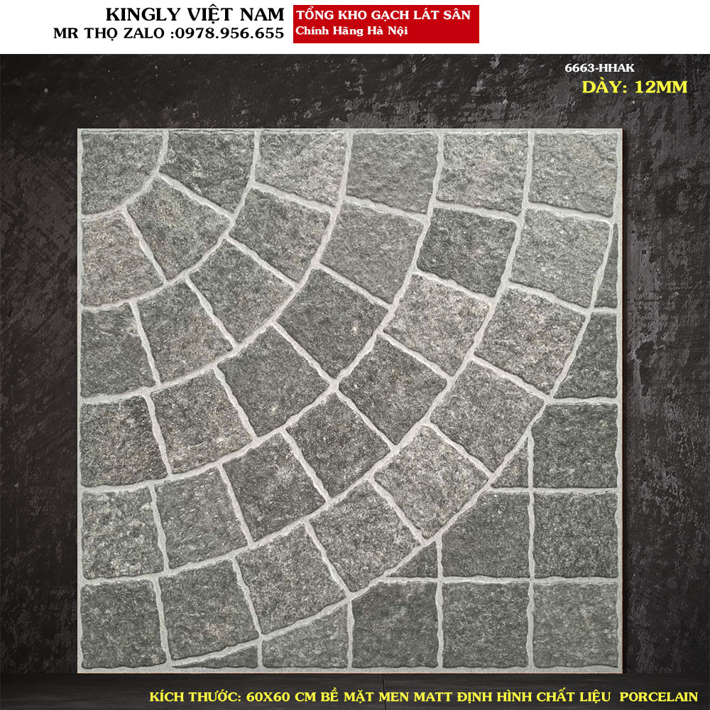 Gạch lát sân giả đá cubic 60x60 6663